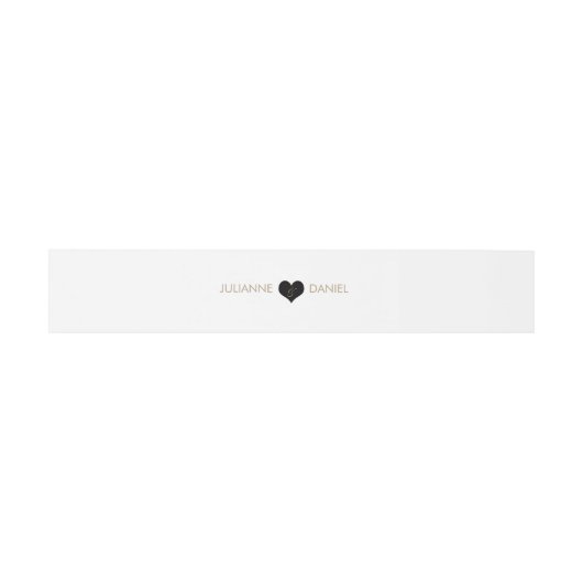 Modernes Schwarzweiss-Herz-Bauch-Band Einladungsbanderole (Flach)