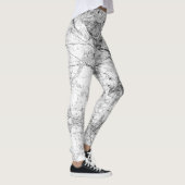 Modernes Schwarzweiss-Imitat-Marmormuster Leggings (Rechts)