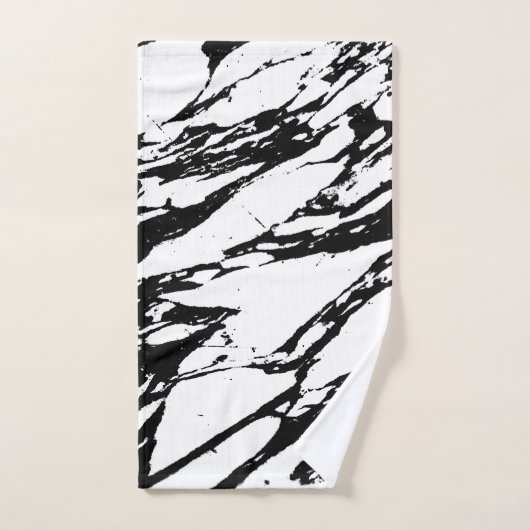 Modernes Schwarzweiss-Marmormuster Badhandtuch Set (Handtuch)