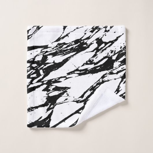 Modernes Schwarzweiss-Marmormuster Badhandtuch Set (Waschlappen)