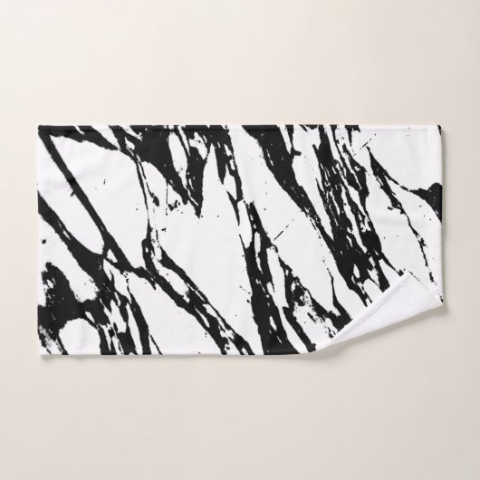 Modernes Schwarzweiss-Marmormuster Badhandtuch Set (Handtuch)