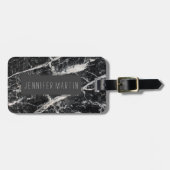 Modernes Schwarzweiss-Marmormuster Gepäckanhänger (Vorderseite horizontal)