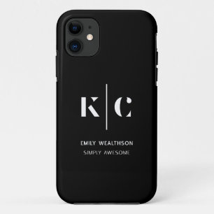 Modernes Schwarzweiß-Minimalistisches Monogramm Case-Mate iPhone Hülle