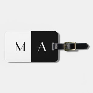 Modernes Schwarzweiss-mit Monogramm Gepäckanhänger