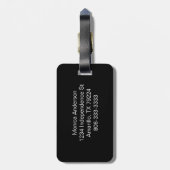 Modernes Schwarzweiss-mit Monogramm Gepäckanhänger (Rückseite vertikal)