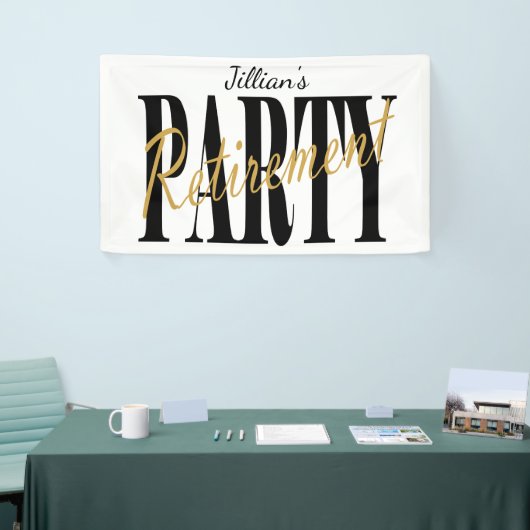 Modernes, Schwarzweiss-Ruhestands-Party Banner (Messeveranstaltung)