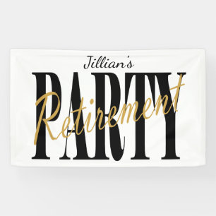 Modernes, Schwarzweiss-Ruhestands-Party Banner