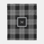 Modernes Schwarzweiss-Tartanfamilienmonogramm Fleecedecke (Vorderseite)