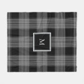 Modernes Schwarzweiss-Tartanfamilienmonogramm Fleecedecke (Vorderseite (Horizontal))