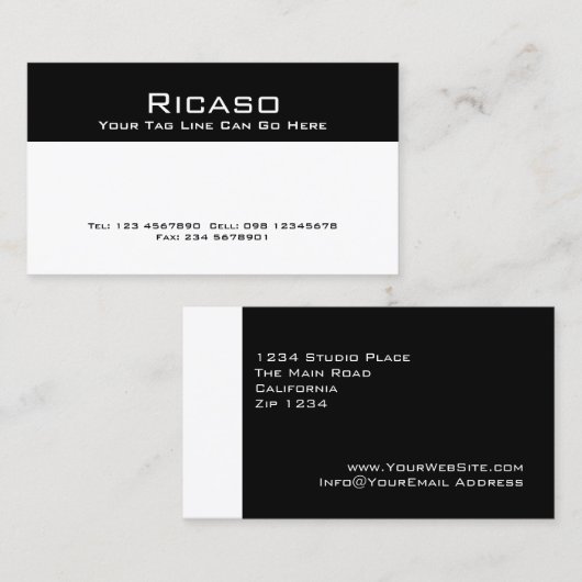 Modernes Schwarzweiss Visitenkarte (Vorne/Hinten)