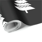 Modernes Schwarzweiss-Weihnachtsbaum-Muster Geschenkpapier (Rolleneckpunkt)