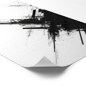 Modernes Schwarzweiß-Weiß-Digitales Abstrakt Poster (Ecke)