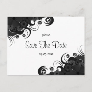 Modernes Schwarzweiß-Weiß-Goth Save the Date Ankündigungspostkarte