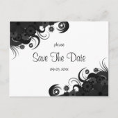 Modernes Schwarzweiß-Weiß-Goth Save the Date Ankündigungspostkarte (Vorderseite)