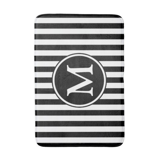 Modernes Schwarzweiß-Weiß-Monogramm Badematte (Vorderseite Vertikal)