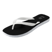 Modernes Schwarzweiß-Weiß-Monogramm Badesandalen (Schrägansicht)