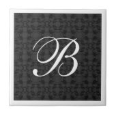 Modernes Schwarzweiß-Weiß-Monogramm Fliese (Vorderseite)