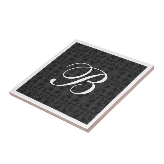 Modernes Schwarzweiß-Weiß-Monogramm Fliese (Seite)