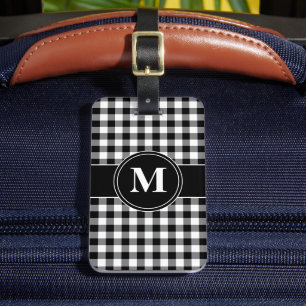 Modernes Schwarzweiß-Weiß-Monogramm Gepäckanhänger