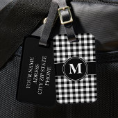 Modernes Schwarzweiß-Weiß-Monogramm Gepäckanhänger