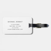 Modernes Schwarzweiß-Weiß-Monogramm Gepäckanhänger (Rückseite horizontal)