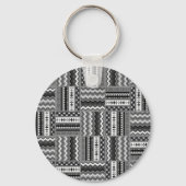 Modernes Schwarzweißmuster Schlüsselanhänger (Vorderseite)