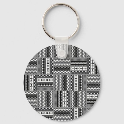 Modernes Schwarzweißmuster Schlüsselanhänger (Vorderseite)