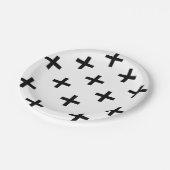 Modernes Schweizer Querschwarzweiss-muster Pappteller (Schrägansicht)