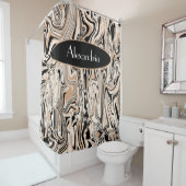 Modernes, schwirres Watercolor Braunes Schwarzes M Duschvorhang (Beispiel)
