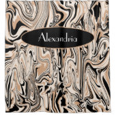 Modernes, schwirres Watercolor Braunes Schwarzes M Duschvorhang (Vorderseite)