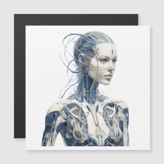 Modernes Sci-fi-Cyborg-Mädchen Magnetkarte (Vorne/Hinten)
