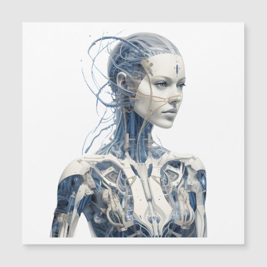 Modernes Sci-fi-Cyborg-Mädchen Magnetkarte (Vorderseite)