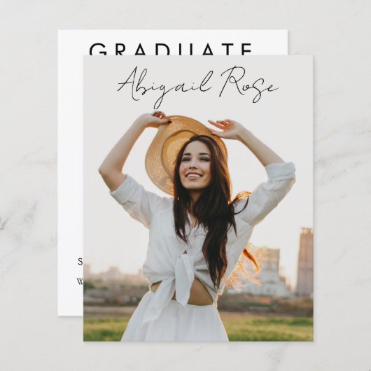 Modernes Script 2023 Foto Grad Foto Card Budget (Vorne/Hinten)