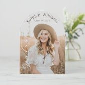 Modernes Script 2 Foto Abschluss Ankündigung (Stehend Vorderseite)