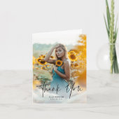 Modernes Script 2 Foto Abschluss Dankeskarte (Vorderseite)