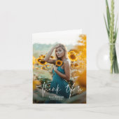 Modernes Script 2 Foto Abschluss Dankeskarte (Vorderseite)