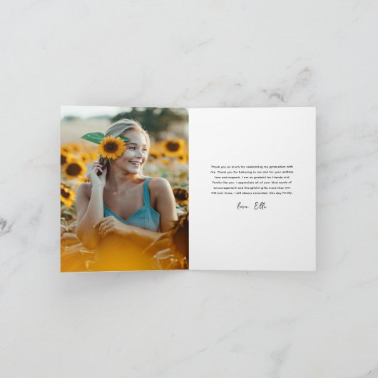 Modernes Script 2 Foto Abschluss Dankeskarte (Innenseite)