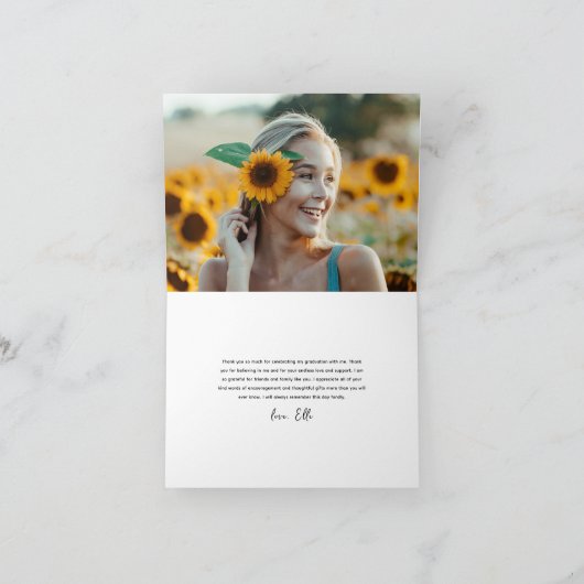 Modernes Script 2 Foto Abschluss Dankeskarte (Innenseite)