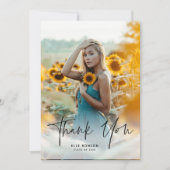 Modernes Script 2 Foto Abschluss Dankeskarte (Vorderseite)