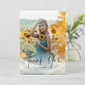 Modernes Script 2 Foto Abschluss Dankeskarte (Stehend Vorderseite)