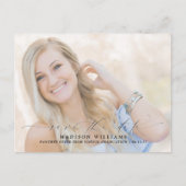 Modernes Script 2 Foto Abschluss Save the Date Ankündigungspostkarte (Vorderseite)