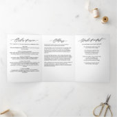 Modernes Script 2-Foto-Beerdigung/Gedenkfeier Dreifach-gefaltete Programmkarte (Innenseite)