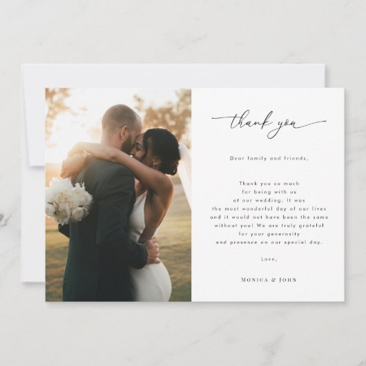 Modernes Script 2 Foto Galerie QR Code Hochzeit Dankeskarte (Vorderseite)