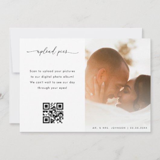 Modernes Script 2 Foto Galerie QR Code Hochzeit Dankeskarte (Rückseite)