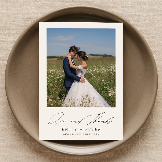 Modernes Script 2 Foto Hochzeit Dankeskarte