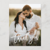 Modernes Script 2 Foto Hochzeit Vielen Dank Postkarte (Vorderseite)