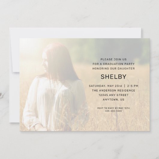 Modernes Script 2 Foto Horizontaler Abschluss Einladung (Rückseite)