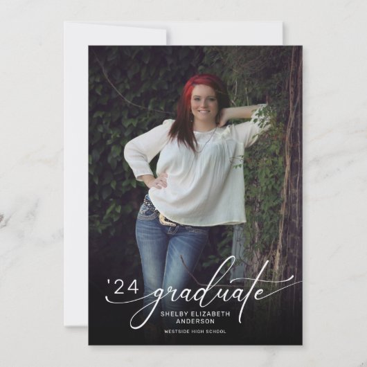 Modernes Script 2 Foto Vertikaler Abschluss Einladung (Vorderseite)