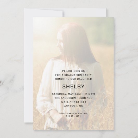 Modernes Script 2 Foto Vertikaler Abschluss Einladung (Rückseite)