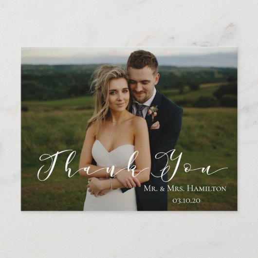 Modernes Script 2-Foto Vielen Dank Postcard Postkarte (Vorderseite)